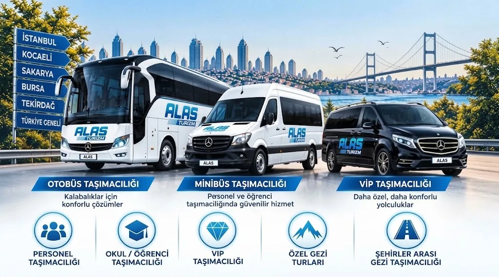 Alas Turizm araç filosu: otobüs, minibüs ve VIP araç