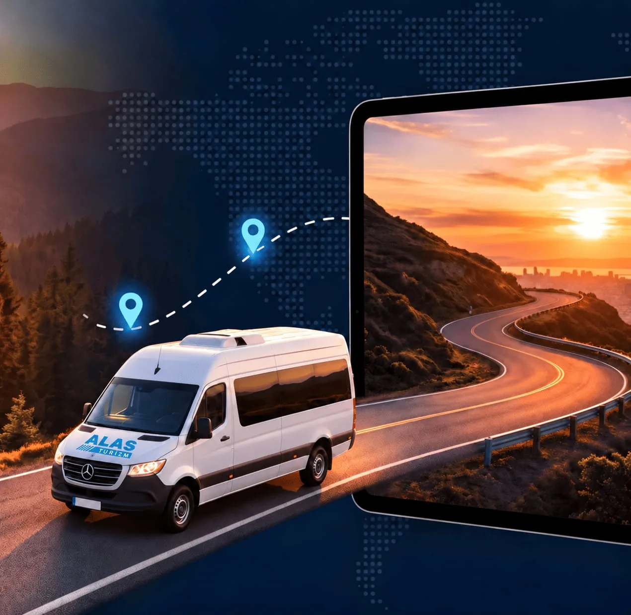 Alas Turizm servis aracı ve mobil araç takip uygulaması